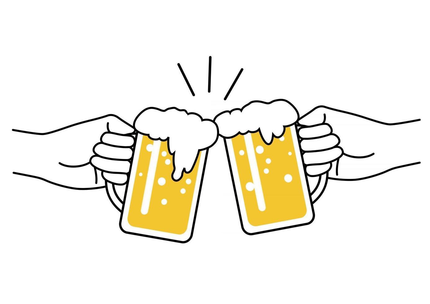 Beer Toast Vector Illustration Isolated On A White Background