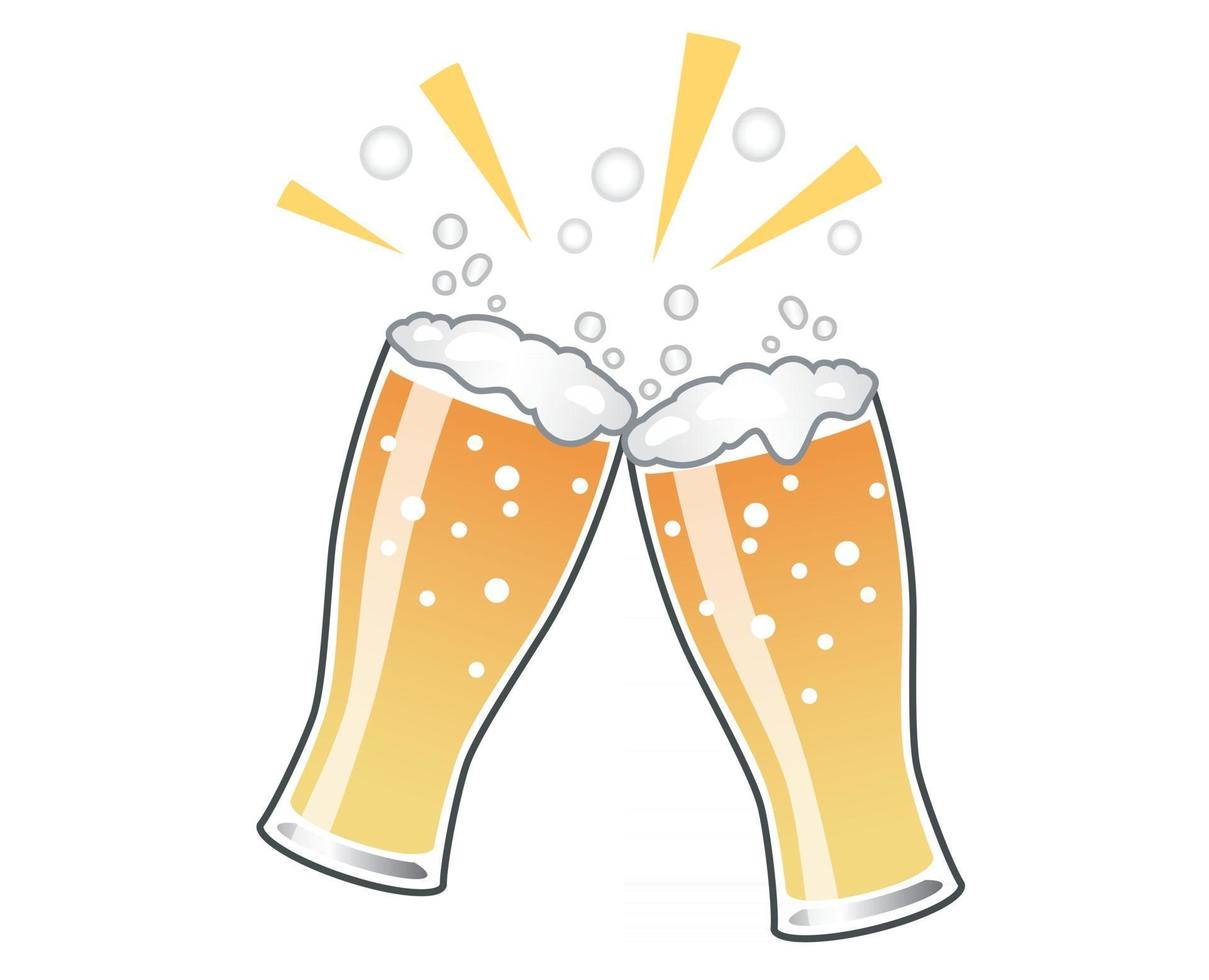 Beer Toast Vector Illustration Isolated On A White Background