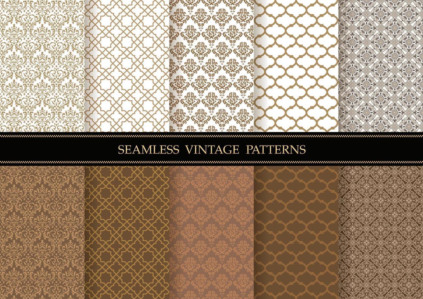 Horizontally And Vertically Repeatable Vector Seamless Damask Vintage  Patterns Set