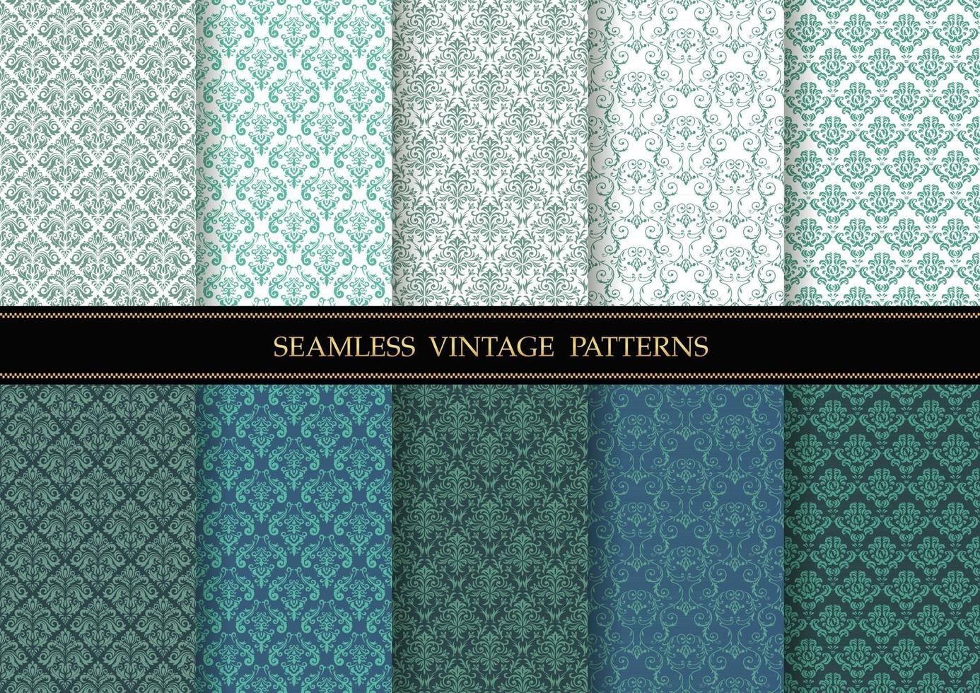 Horizontally And Vertically Repeatable Vector Seamless Damask Vintage  Patterns Set