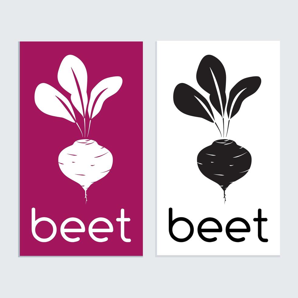 Beet icon logo template Simple flat silhouette in Black and White vector