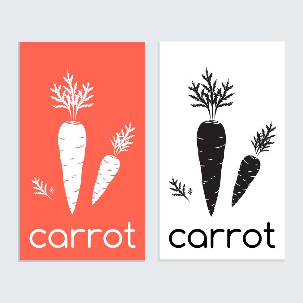 Carrot logo icon design template Simple flat silhouette in Black and White vector