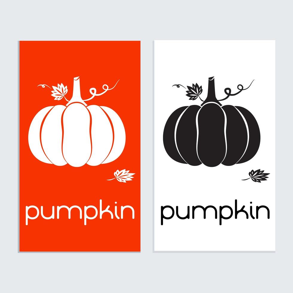 Pumpkin logo icon template  Silhouette in black and white vector