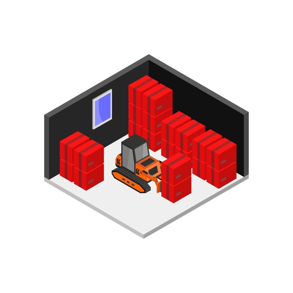 Isometric Warehouse On White Background vector