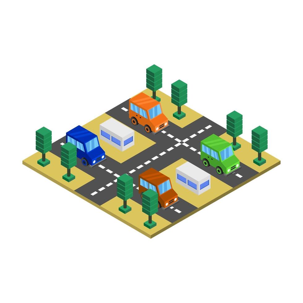 Isometric Road On White Background vector