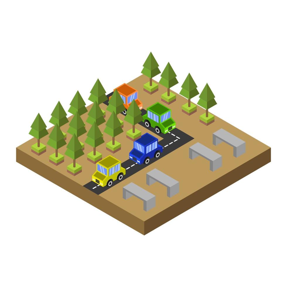 Isometric Road On White Background vector