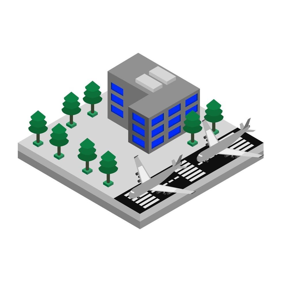 Isometric Airport On White Background vector