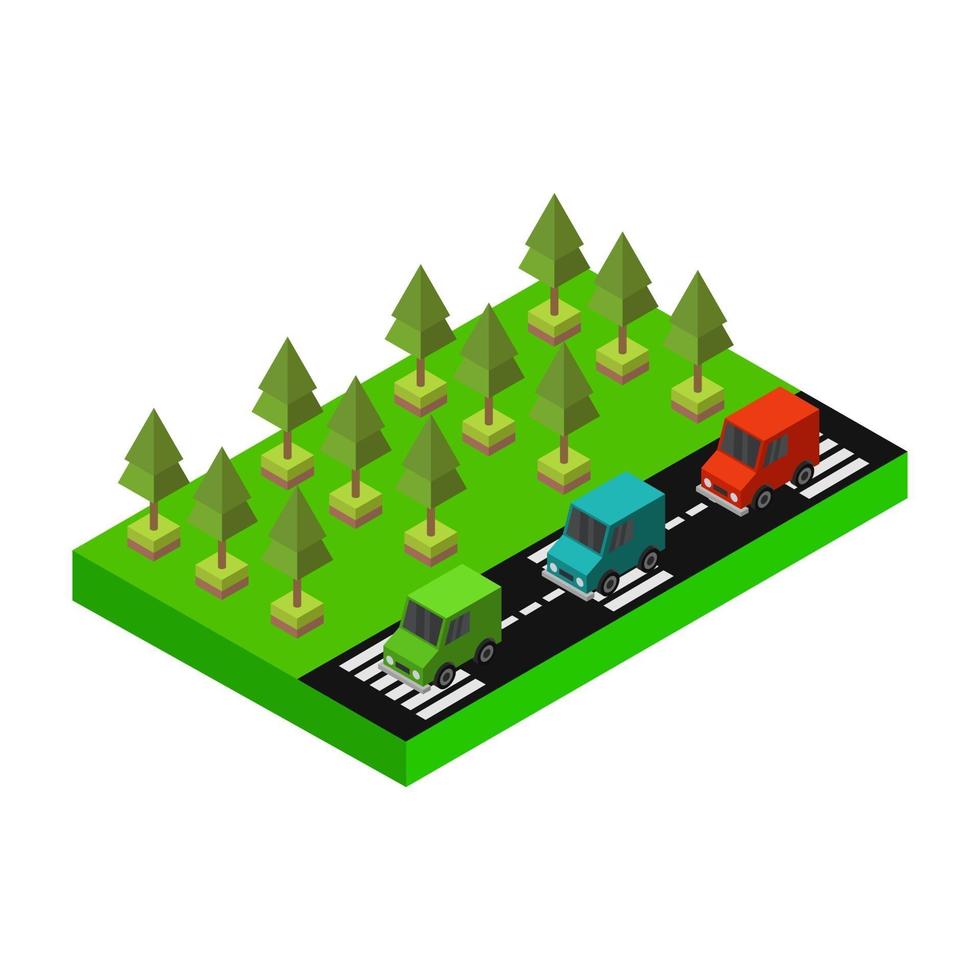 Isometric Road On White Background vector