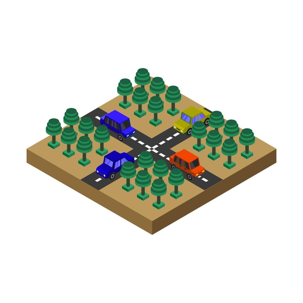 Isometric Road On White Background vector