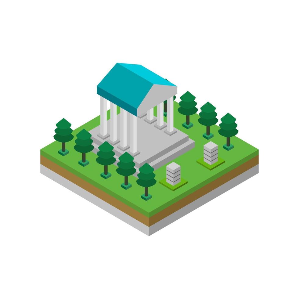 Isometric Temple On White Background vector