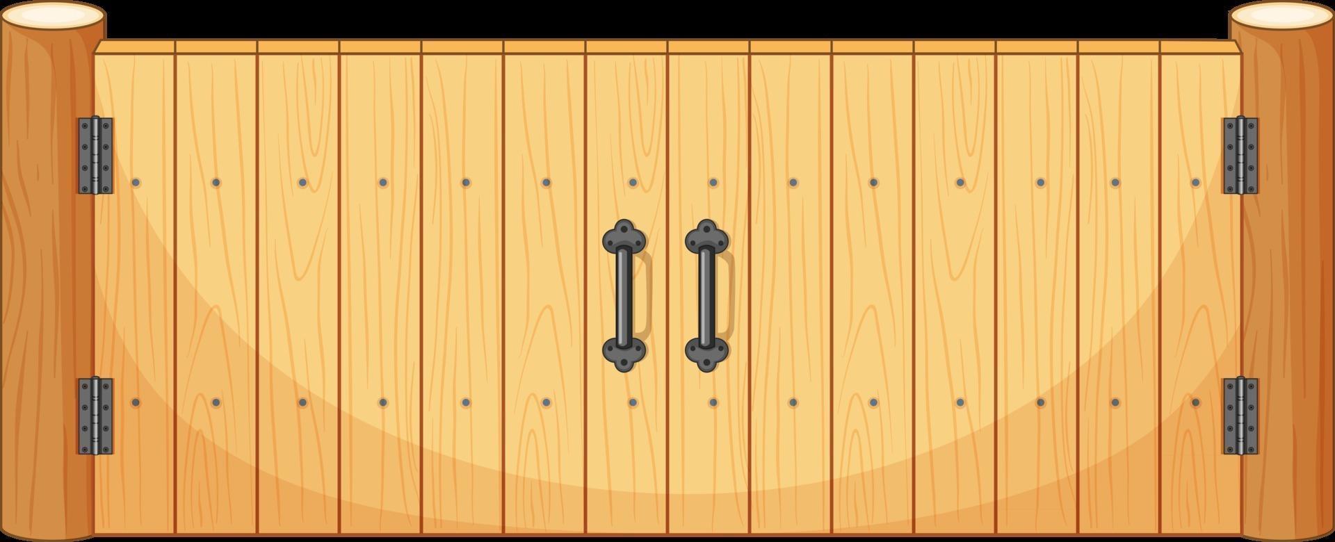 Wooden fence gate in cartoon style isolated vector