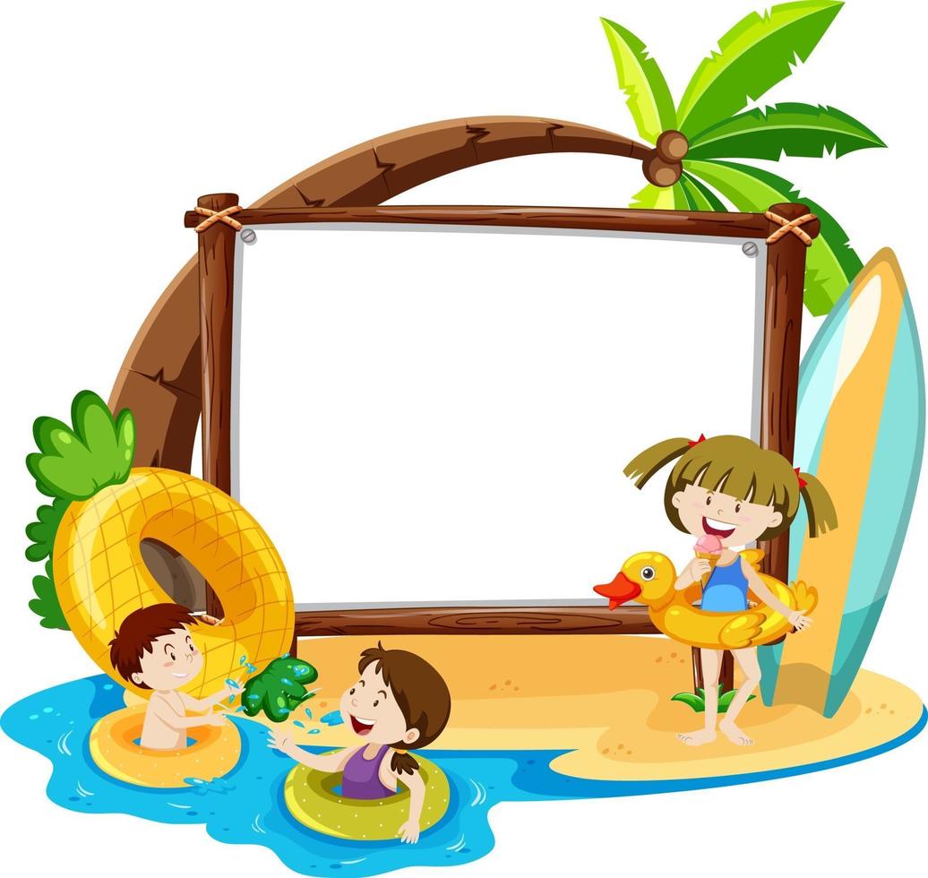 Summer Beach theme with empty banner isolated on white background vector