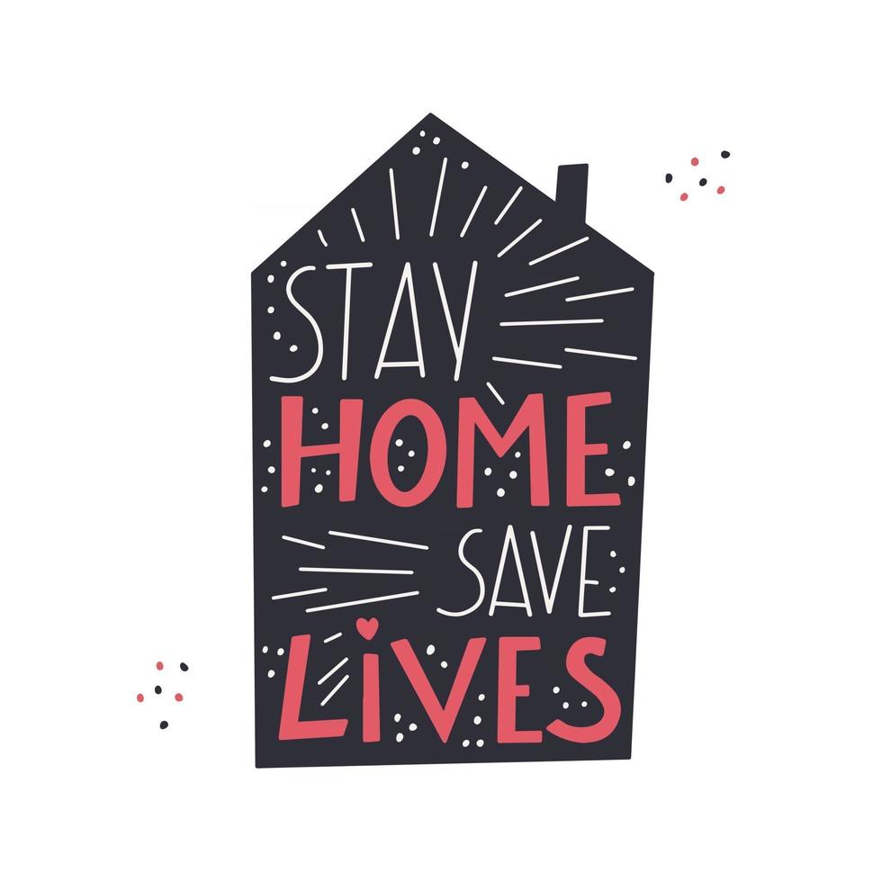 Stay home  hand drawn lettering about quarantine and corona virus Unique vector design elements Covid19 quotes and concepts