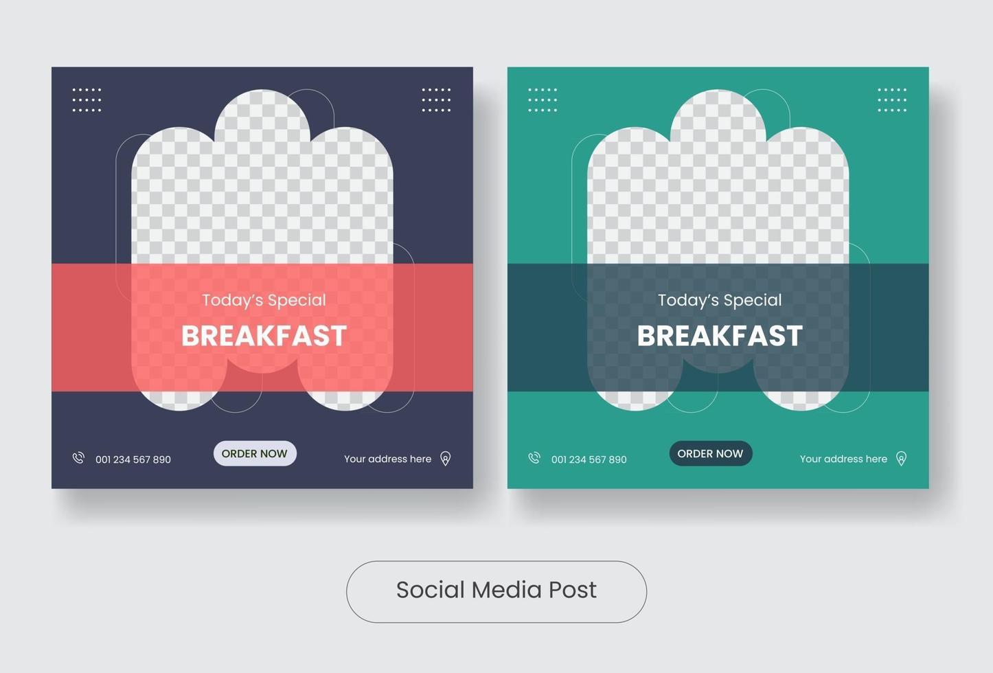 Culinary food square social media post template banner set vector