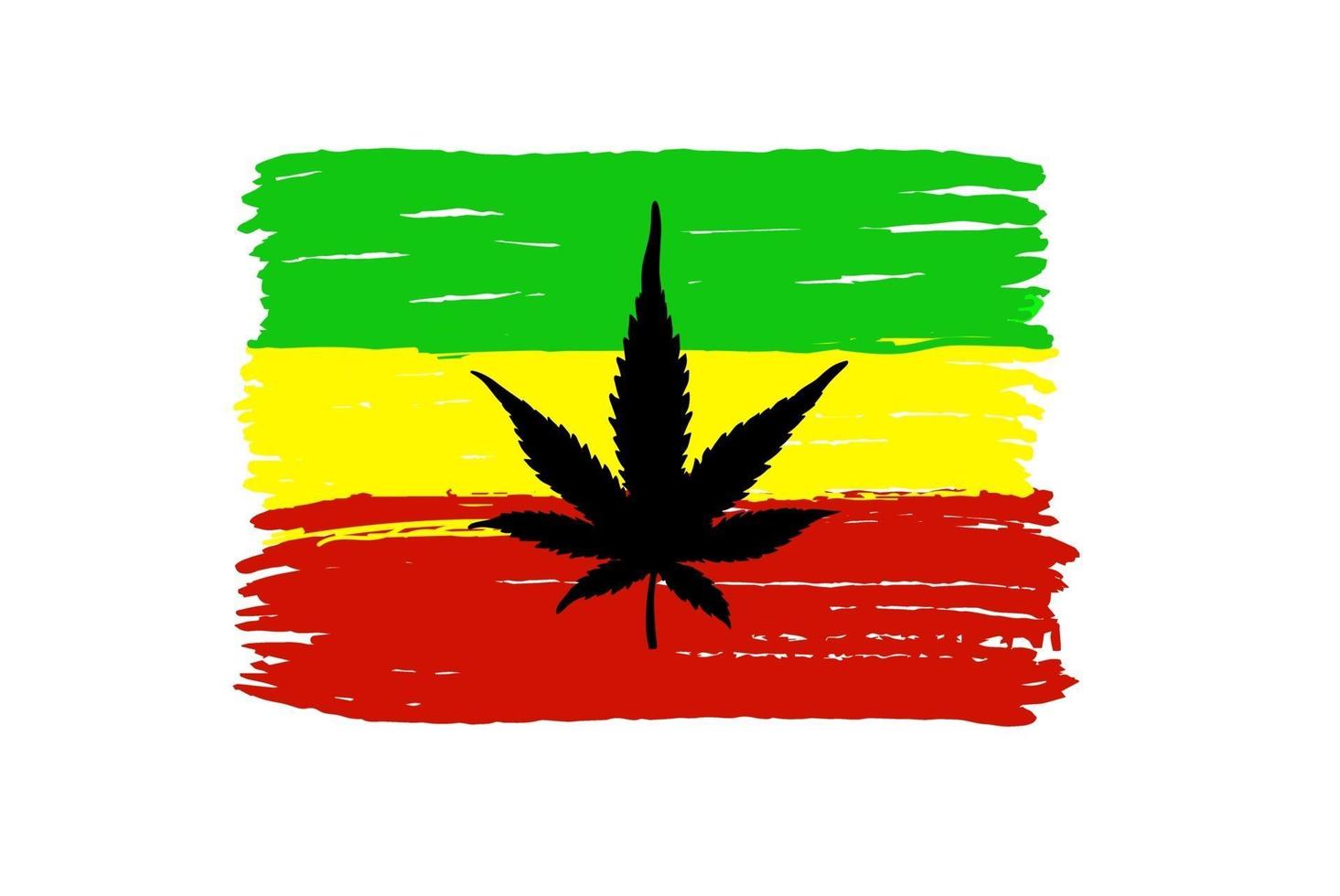 bandera de rastafaris. Bandera rastafari con cannabis aislado sobre fondo blanco. símbolo rastafari vector