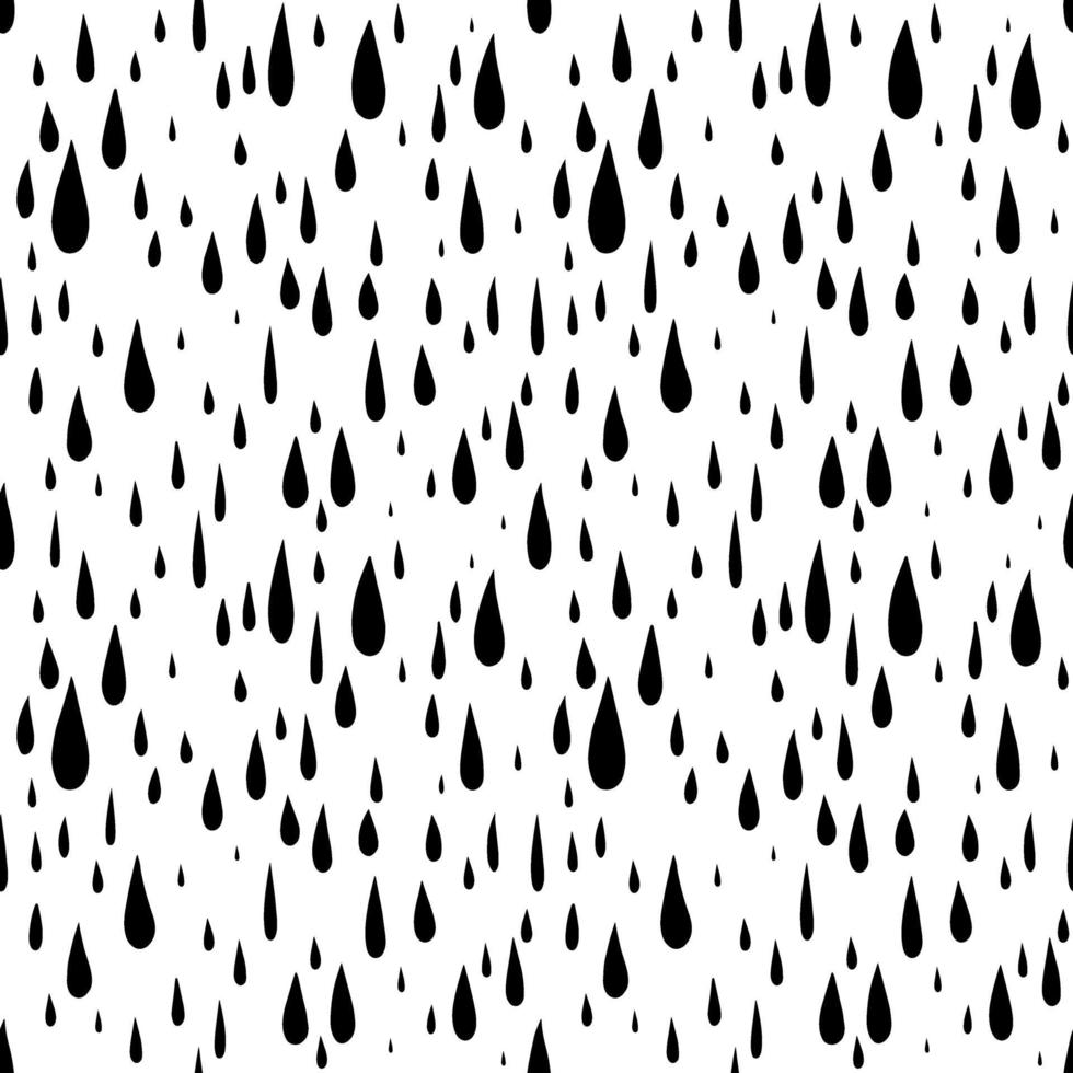 Seamless pattern of black drops on a white background. Abstract pattern. Hand-drawn vector illustration