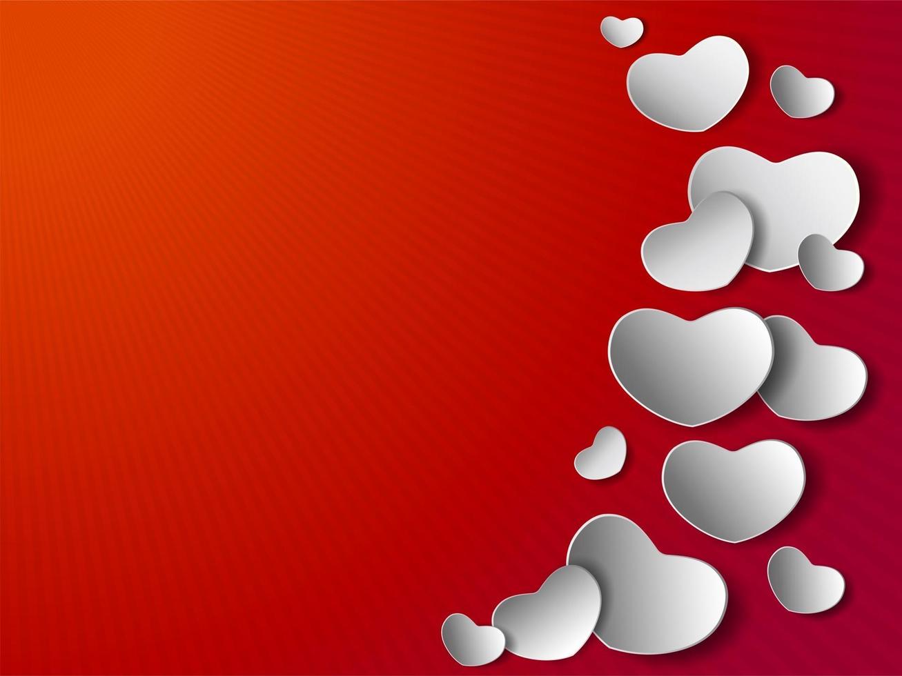 White hearts on red background vector