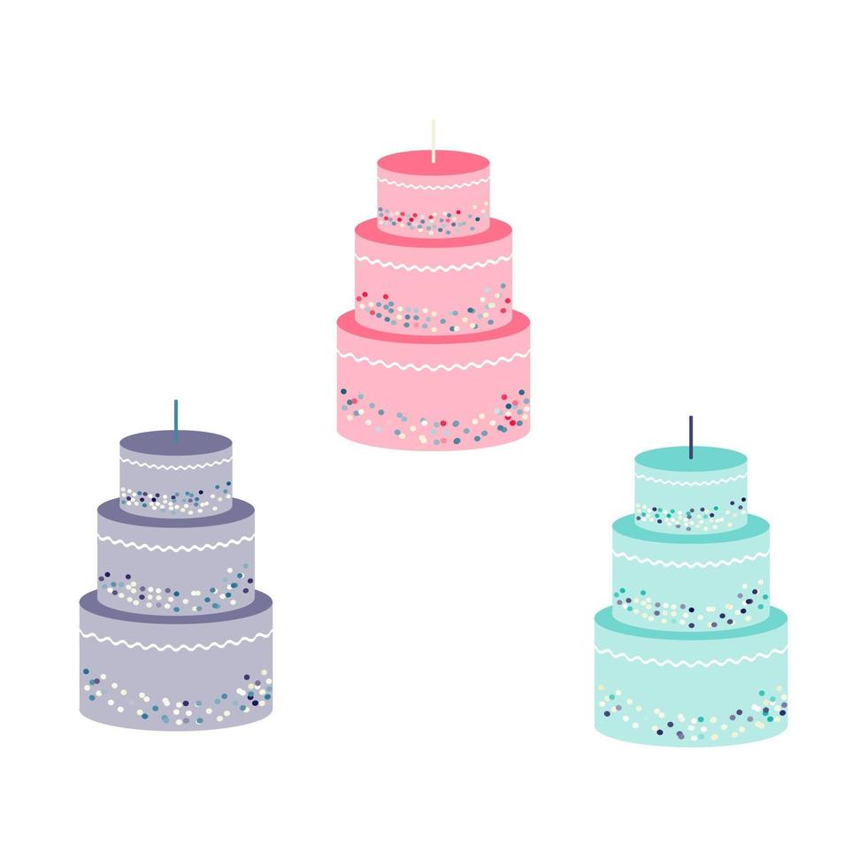 conjunto, de, colorido, tortas de cumpleaños, plano, vector, ilustración vector