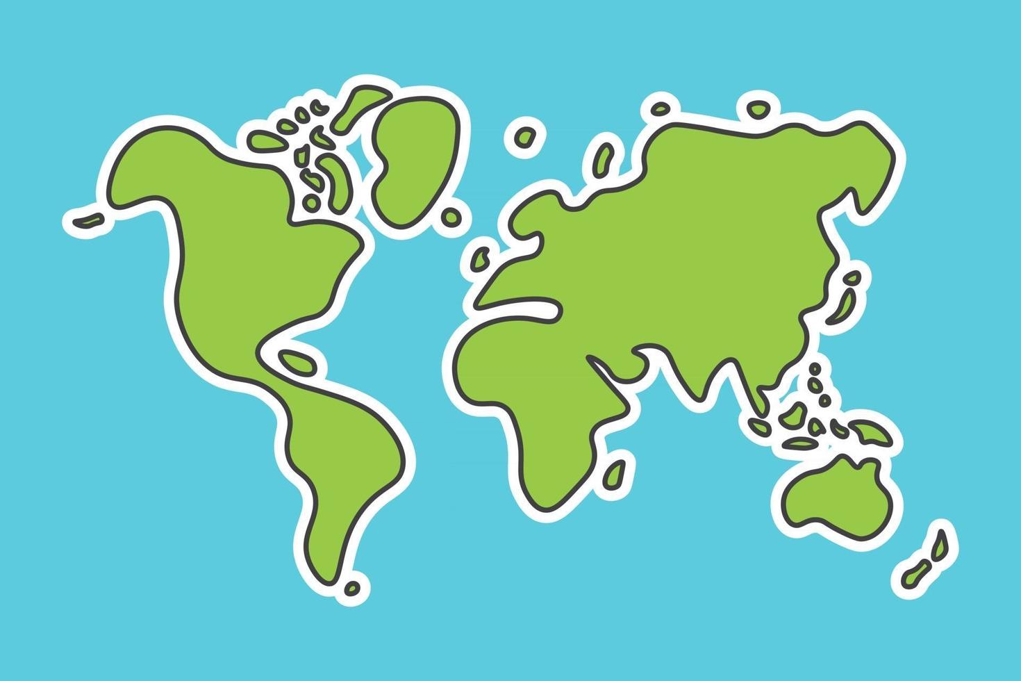 Doodle style world map  Look like children craft painting vector