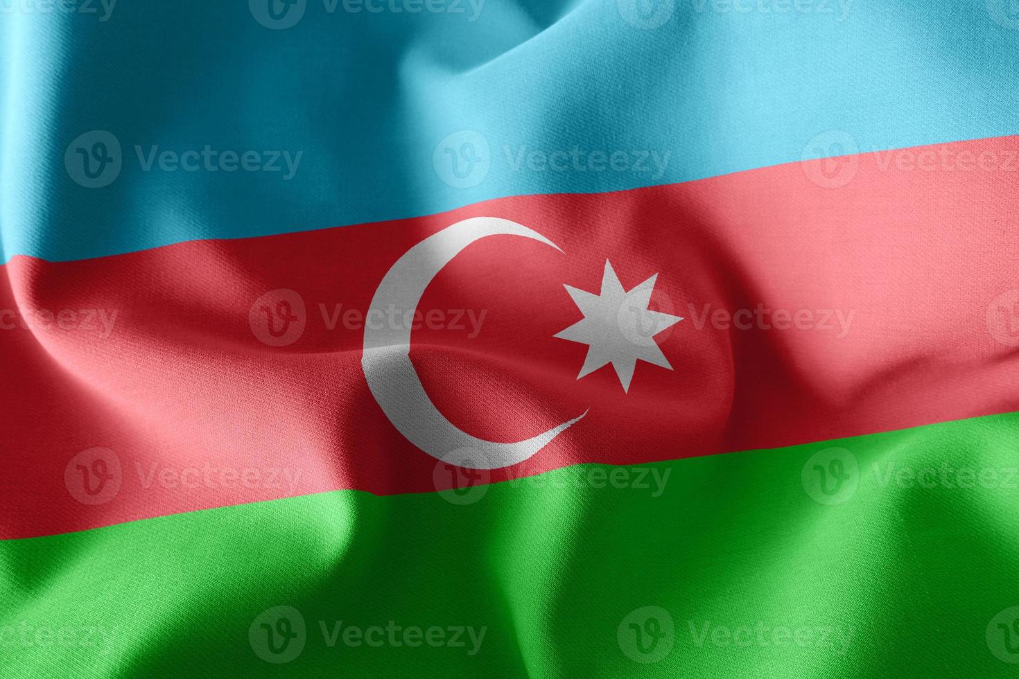 3d rendering ilustración bandera de azerbaiyán ondeando en el fondo de la bandera del viento foto