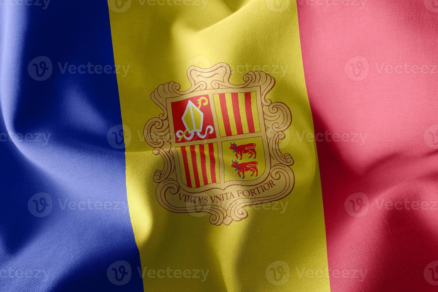 3D illustration flag of Andorra Waving on the wind flag background photo