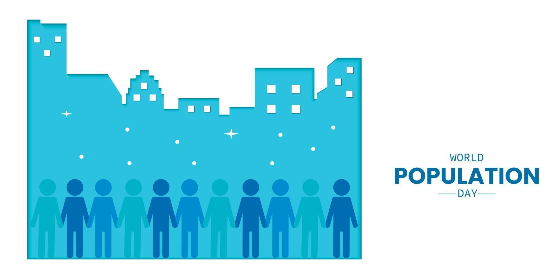 World Population Day With Building Paper vector