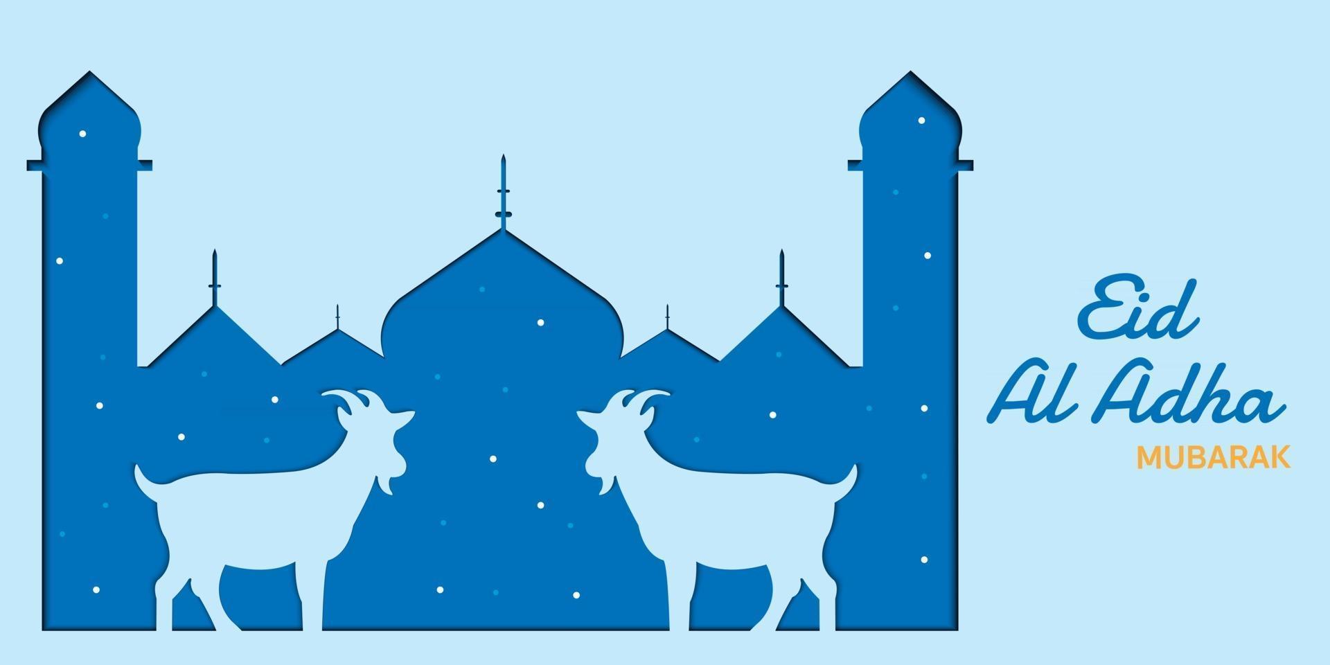Eid Al Adha Mosque Goat Paper vector