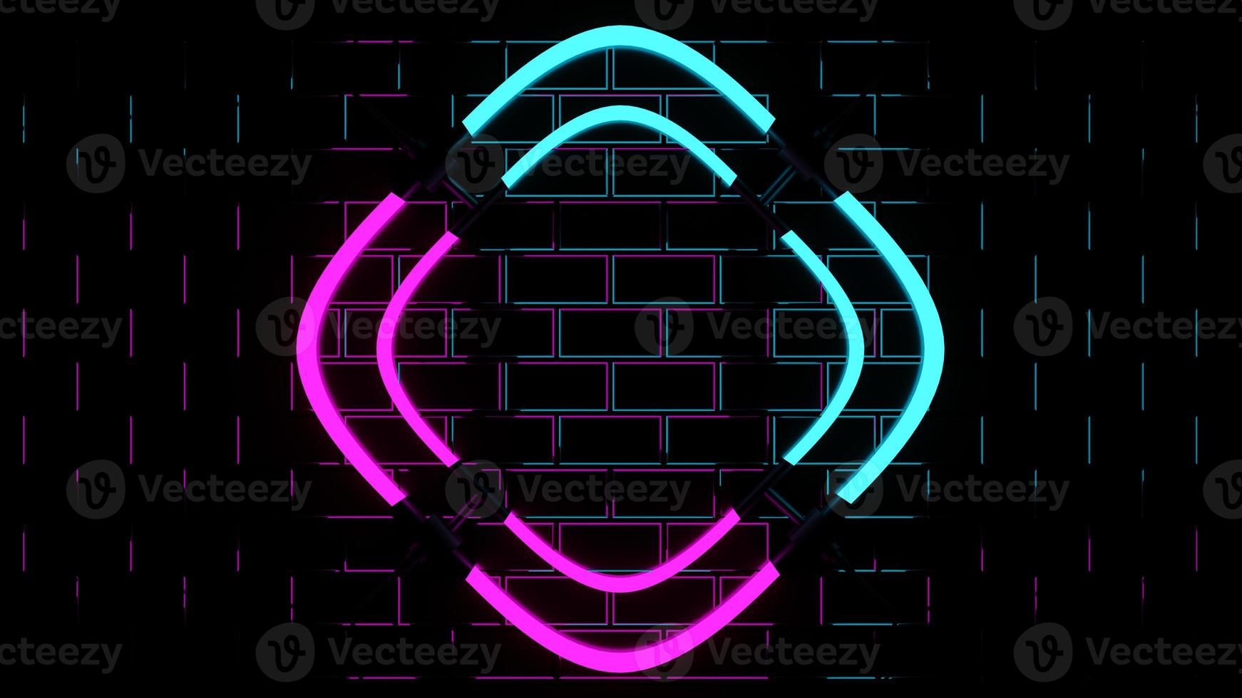 3d rendering showing pink and blue neon lights photo