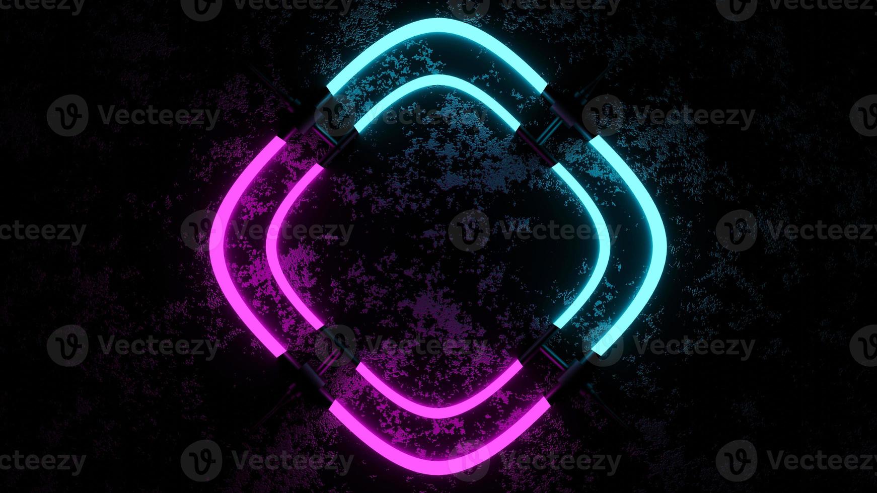 3d rendering showing pink and blue neon lights photo