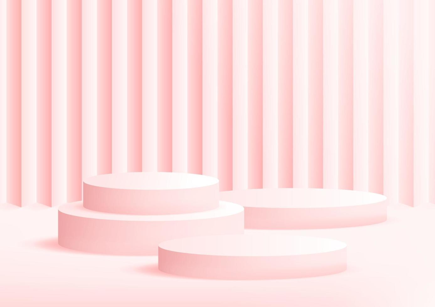 Empty podium studio pink background for product display with copy space vector