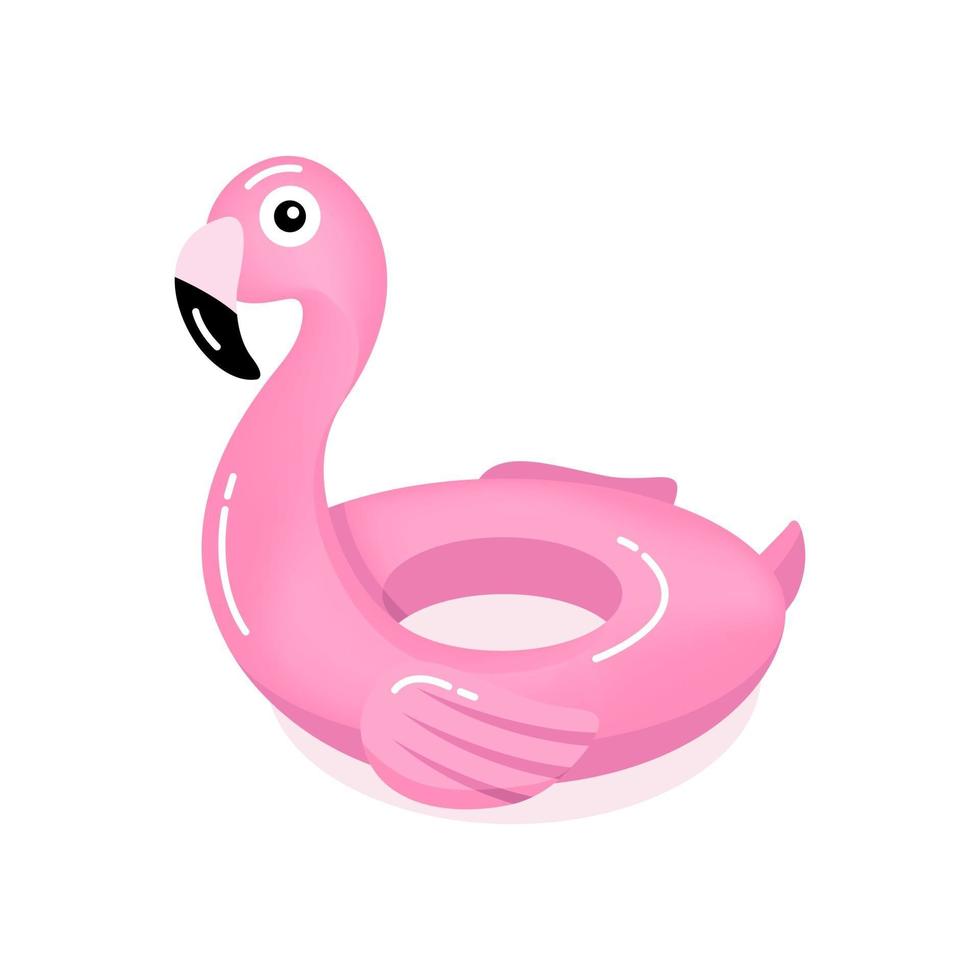 Pink flamingo inflatable ring Flamingo swim tube isolated on white background vector