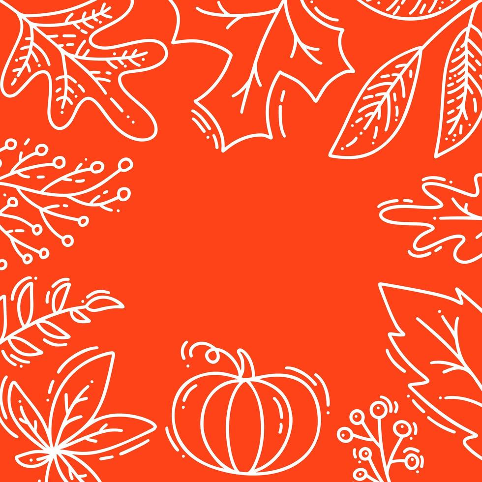 Vector illustration autumn background, tree leaves, orange backdrop, design for fall season banner, poster or thanksgiving day greeting card, festival invitation art style