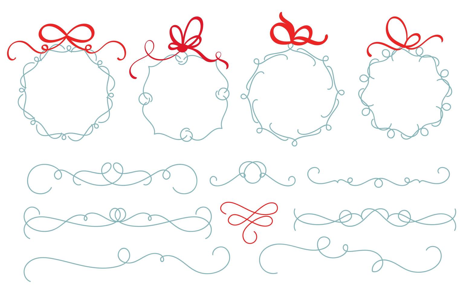 Set of christmas hand drawn vector wreath and divider. Illustration of vintage decorative kit of christmas elements with place for text. Perfect for x-mas invitations, greeting cards, blogs, posters. Merry xmas and happy new year