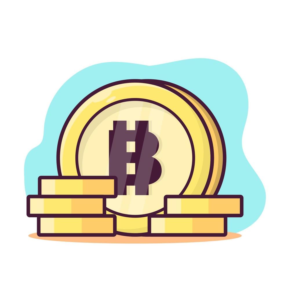 bitcoin coin isolated cartoon illustration in flat style vector