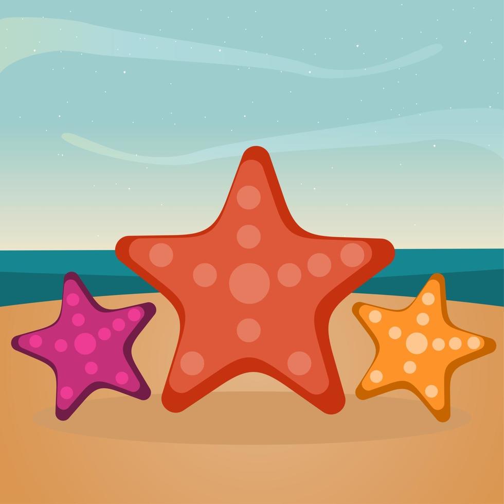 starfish on the beach for summer concept illustration vector