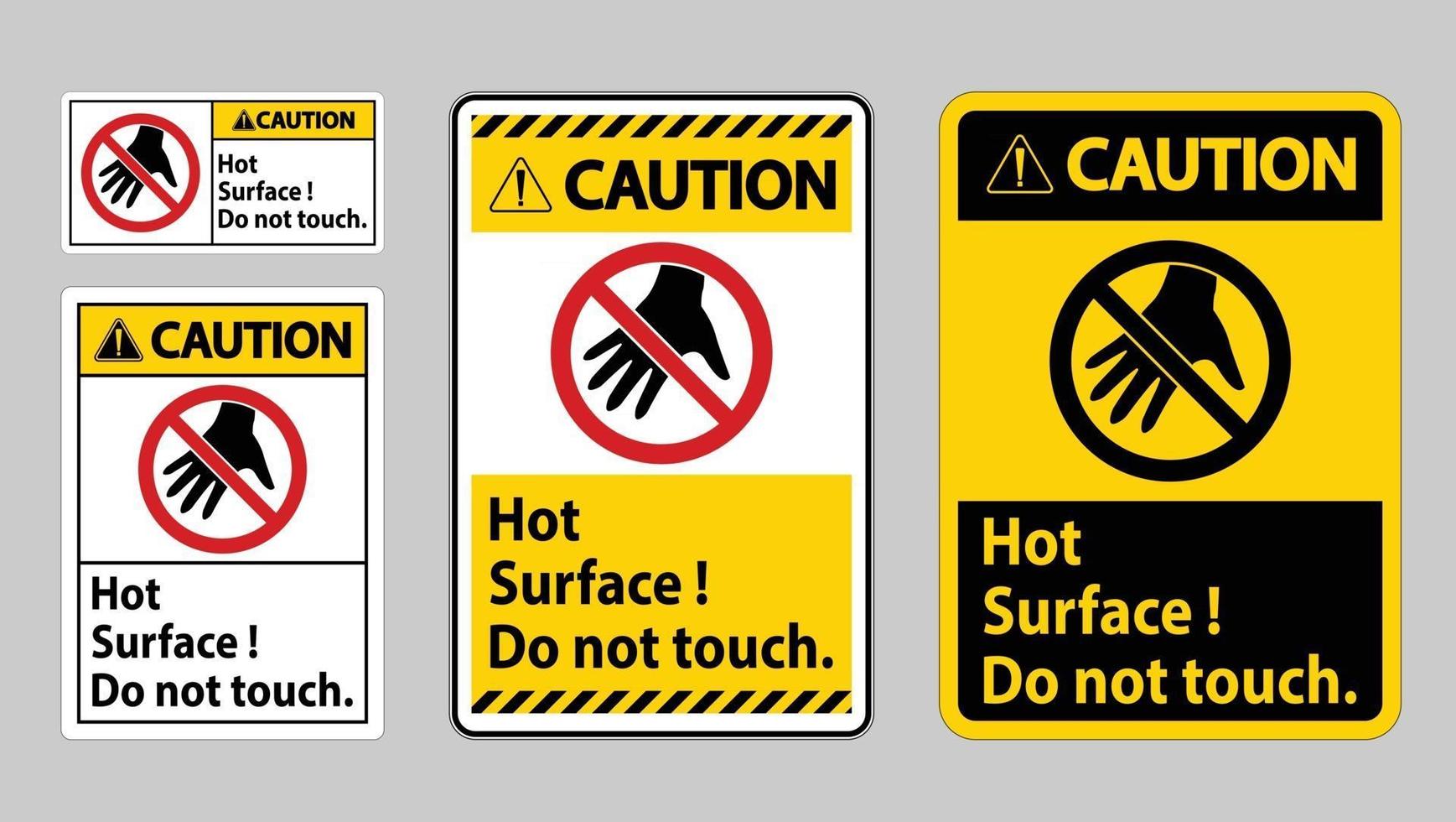Caution Sign Hot Surface Do Not Touch On White Background vector