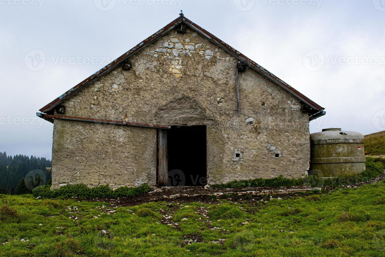 Stable in the mountains near the Melette on the Asiago plateau near Vicenza, Italy photo