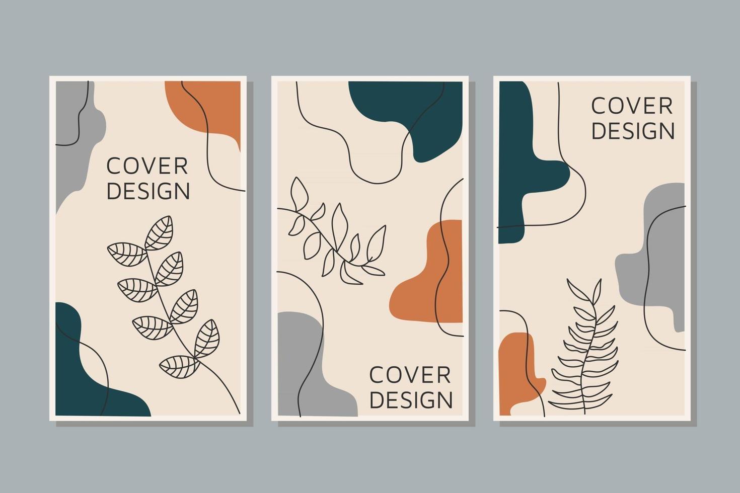 Creative set vector of Social media stories and posts Background template with copy space for text and images design by abstract colored shapes line arts Tropical leaves warm color of the earth tone