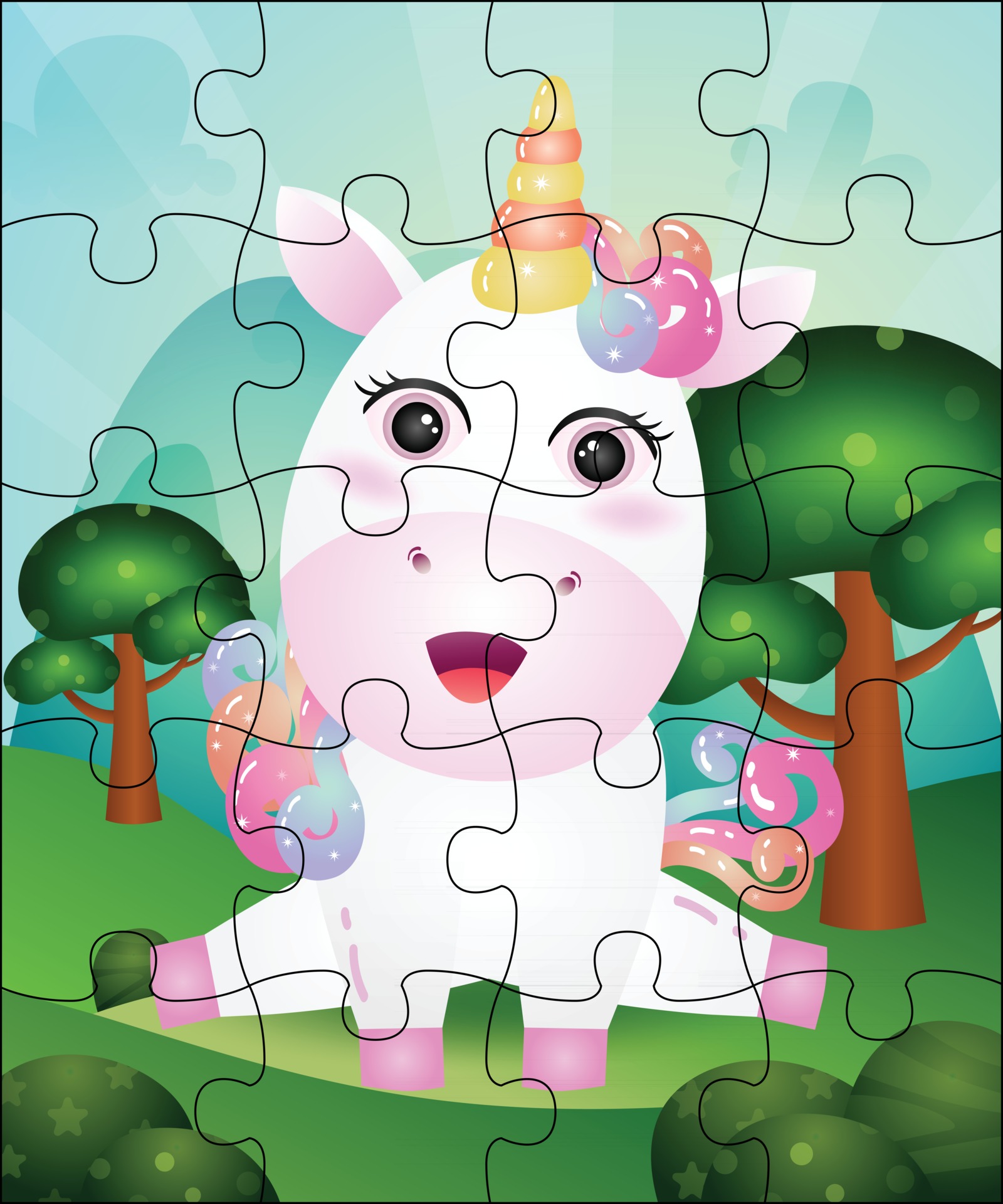 Ilustración de juego de rompecabezas para niños con lindo unicornio 2446963 Vector en Vecteezy