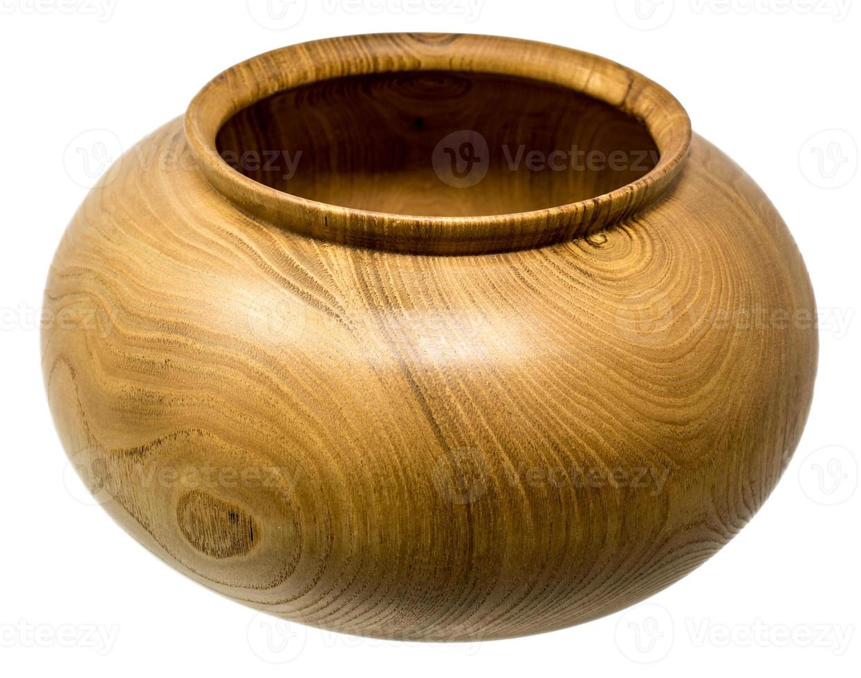 Deep hand turned dark oak wood bowl photo