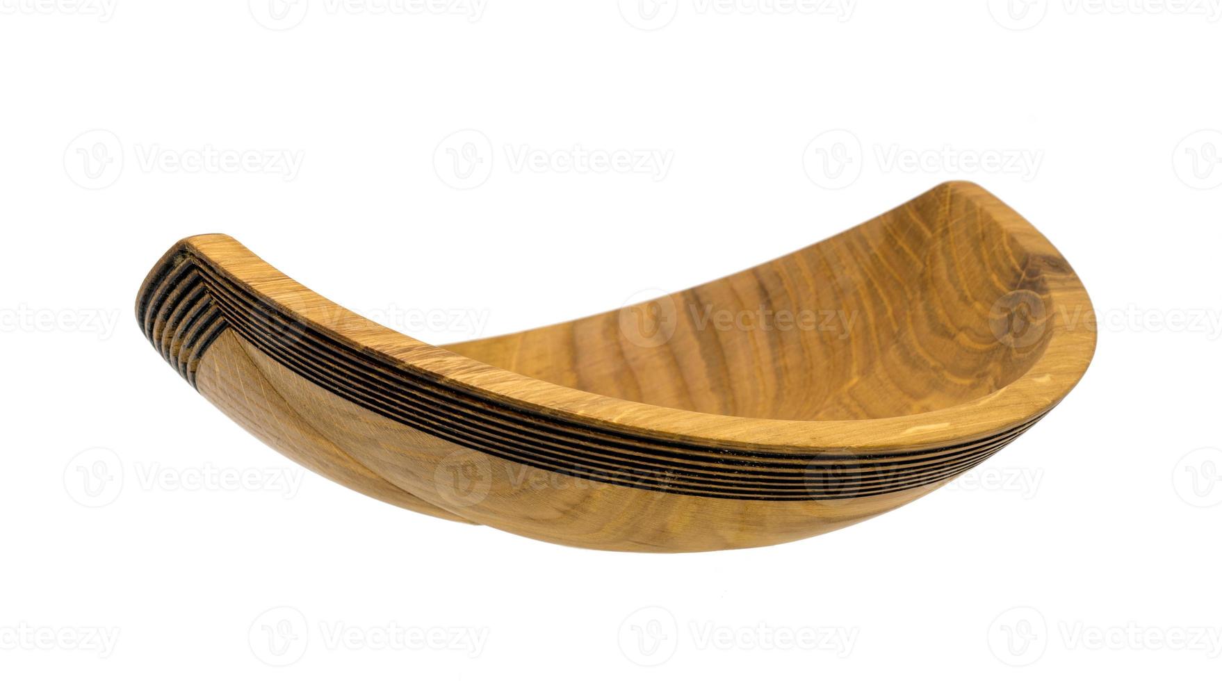 Hand turned wooden bowl made of oak in the form of a ship photo