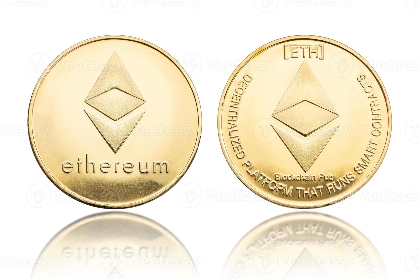Ethereum coin isolated on white background photo