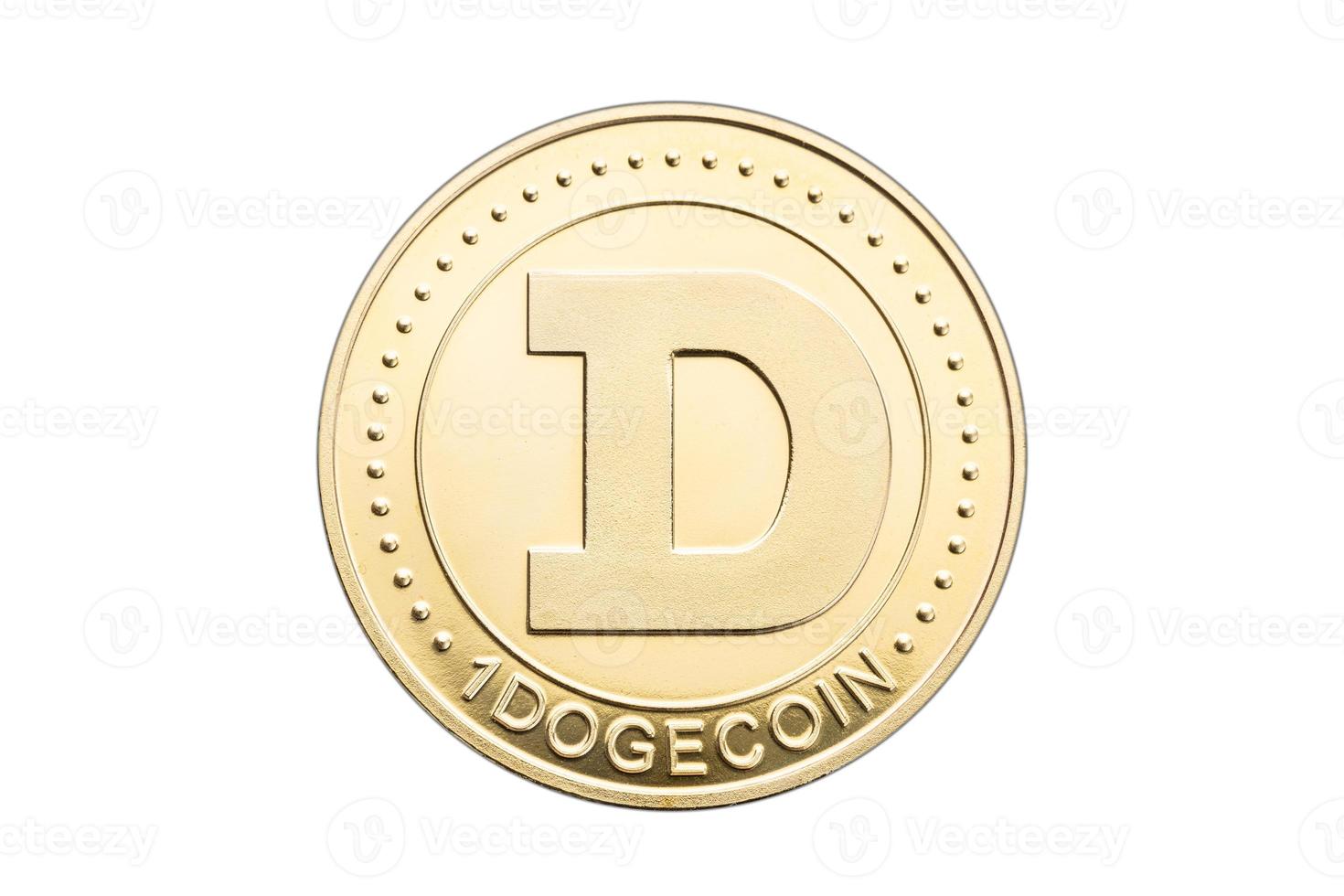 Dogecoin coin isolated on white background Cryptocurrency photo