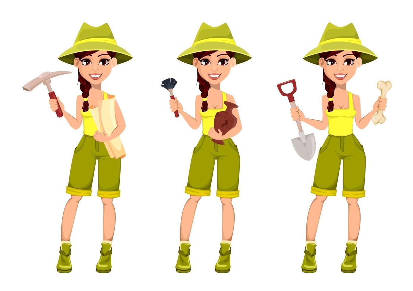 Woman archaeologist Cute cartoon character vector