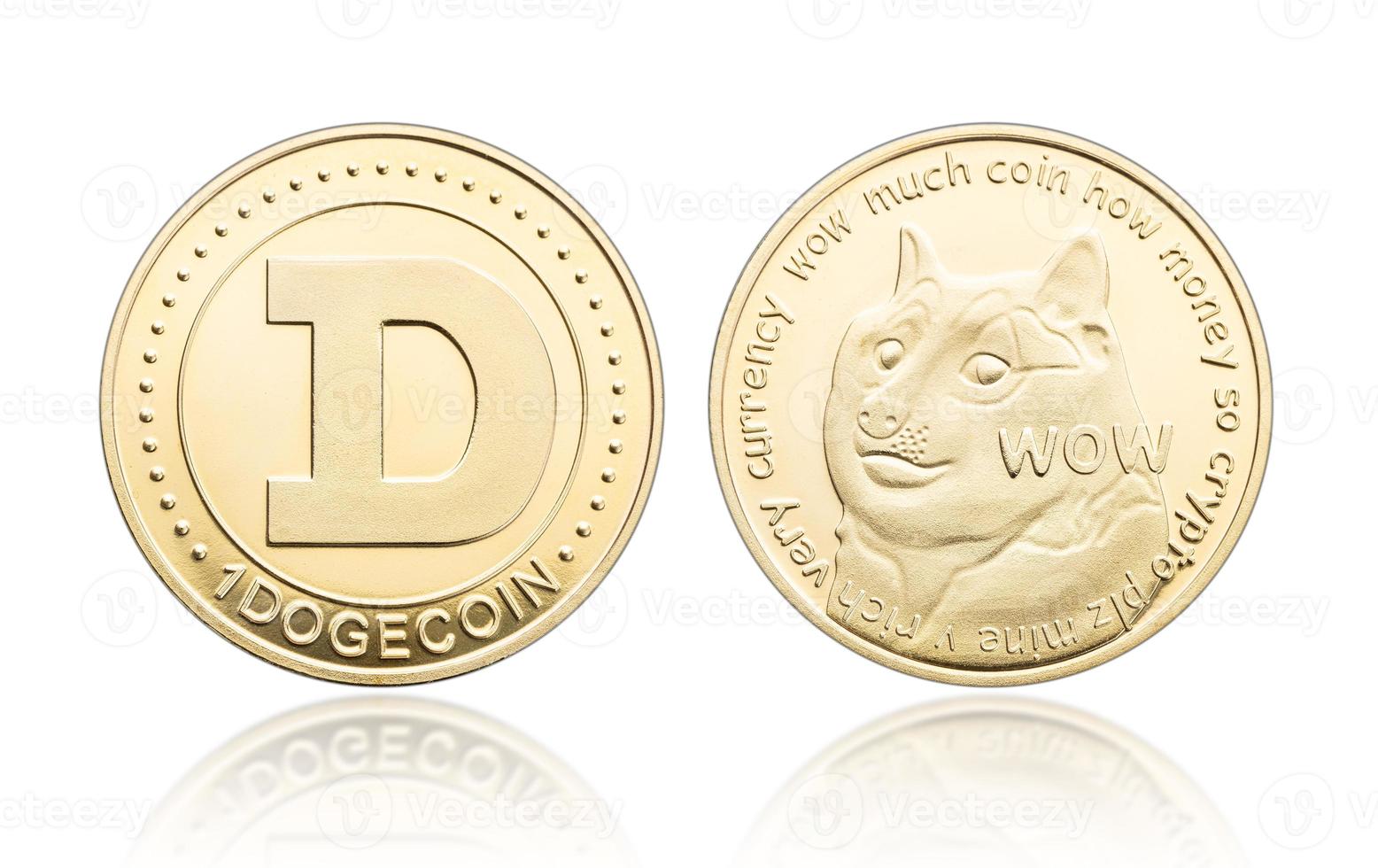 Dogecoin coin isolated on white background Cryptocurrency photo
