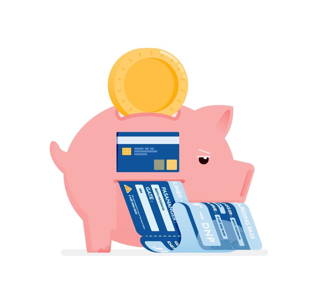 Online payment and shopping concept with piggy bank vector