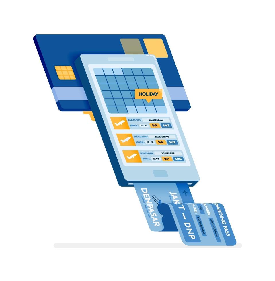 Online plane ticket purchase concept vector