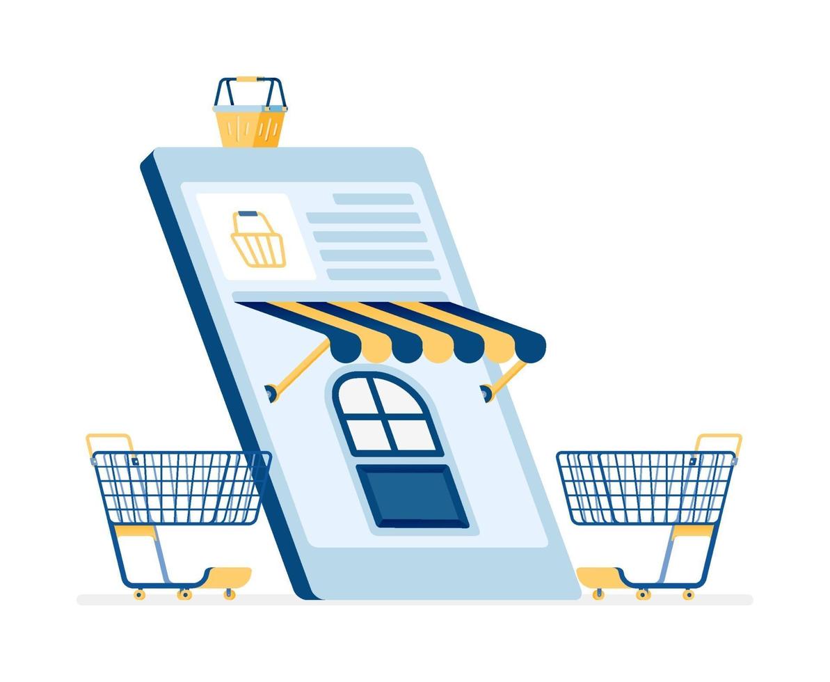 Grocery shopping online concept vector