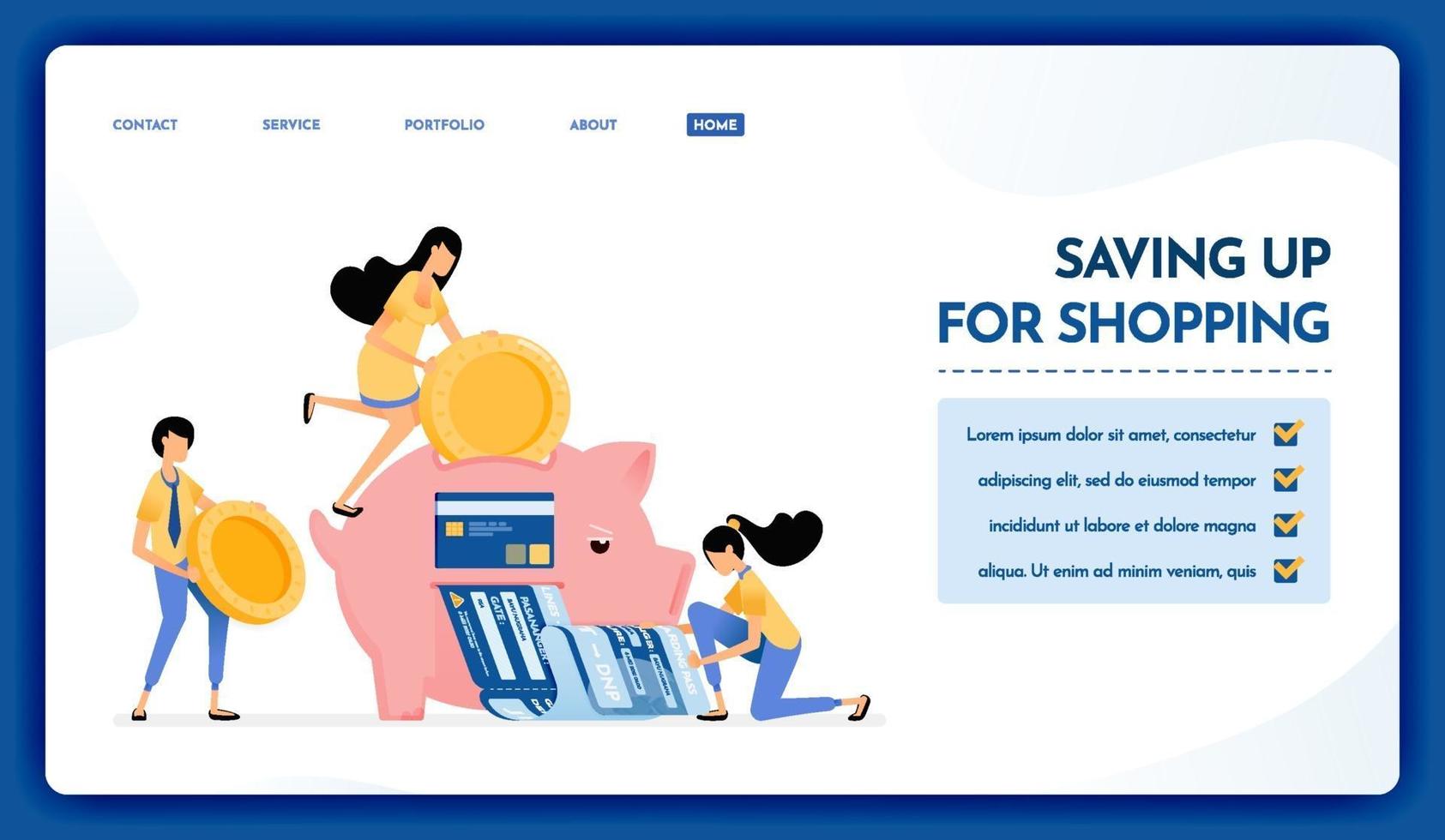 Landing page illustration of saving up for shopping vector