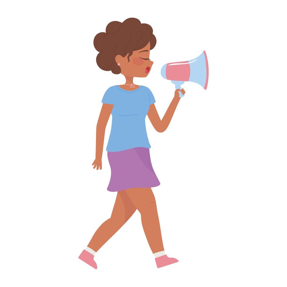 young woman with megaphone rights activist vector